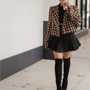 Zara Checkered Tweed Cropped Jacket